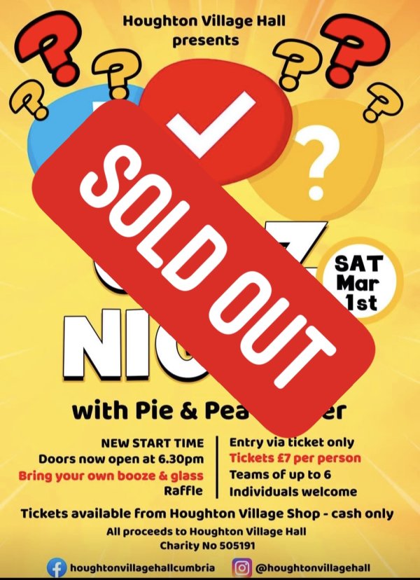 QUIZ NIGHT SOLD OUT